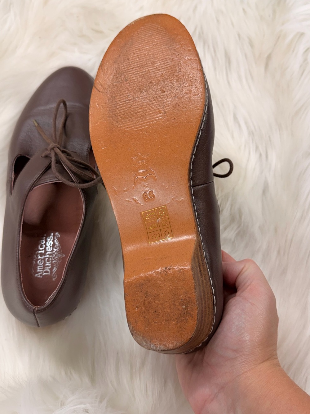 American Duchess Mary Renaissance Brown Leather Shoes 6.5 - Picture 11 of 14